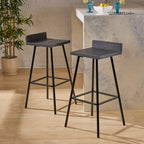 Tabourets de bar en bois d'acacia marron/gris, lot de 2, hauteur bar
