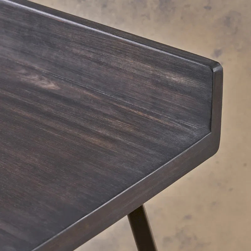 Tabourets de bar en bois d'acacia marron/gris, lot de 2, hauteur bar