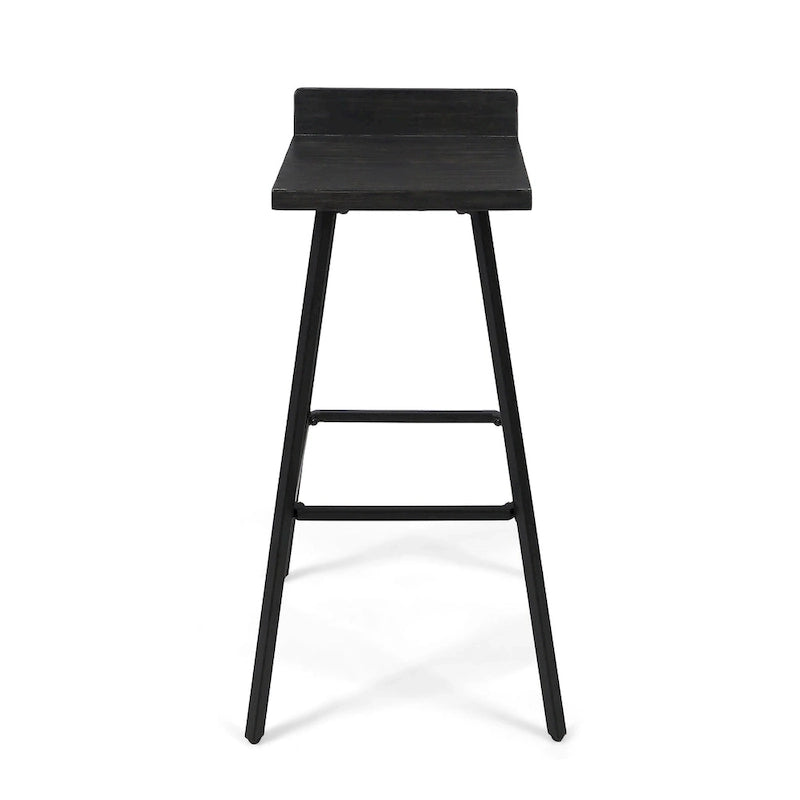 Tabourets de bar en bois d'acacia marron/gris, lot de 2, hauteur bar