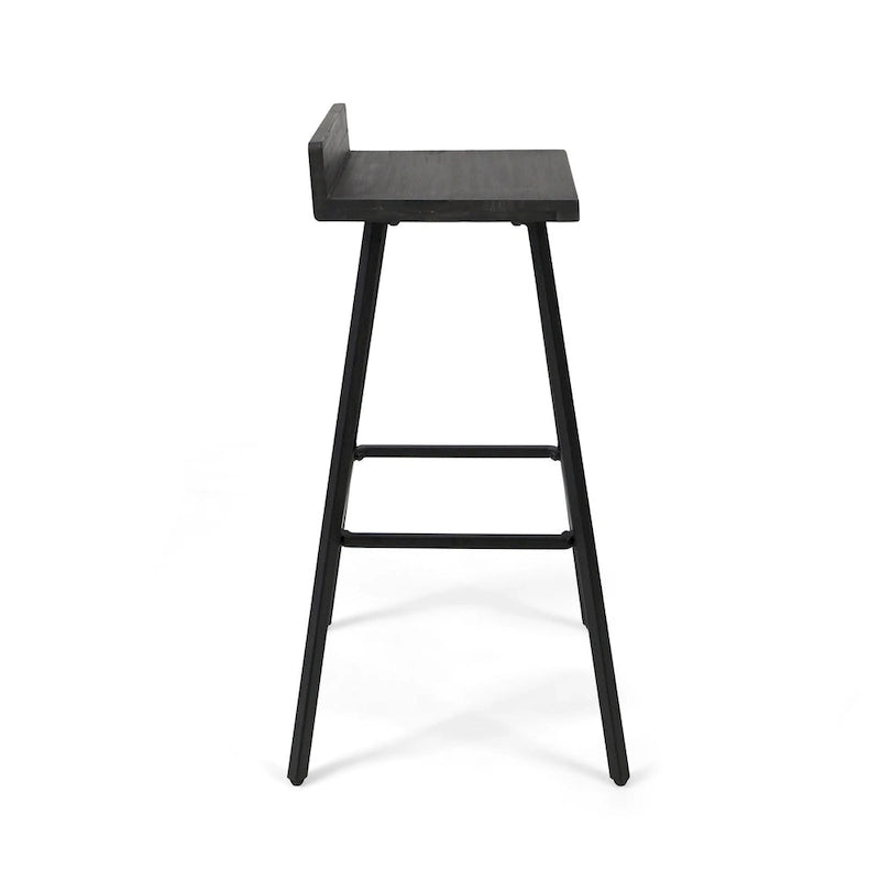 Tabourets de bar en bois d'acacia marron/gris, lot de 2, hauteur bar