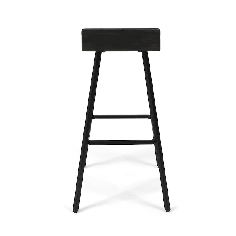 Tabourets de bar en bois d'acacia marron/gris, lot de 2, hauteur bar