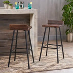 Tabourets de bar en bois d'acacia marron/gris, lot de 2, hauteur bar