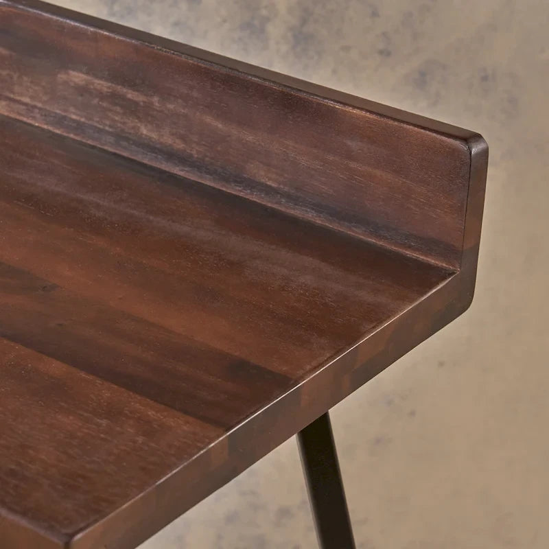 Tabourets de bar en bois d'acacia marron/gris, lot de 2, hauteur bar