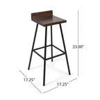 Tabourets de bar en bois d'acacia marron/gris, lot de 2, hauteur bar