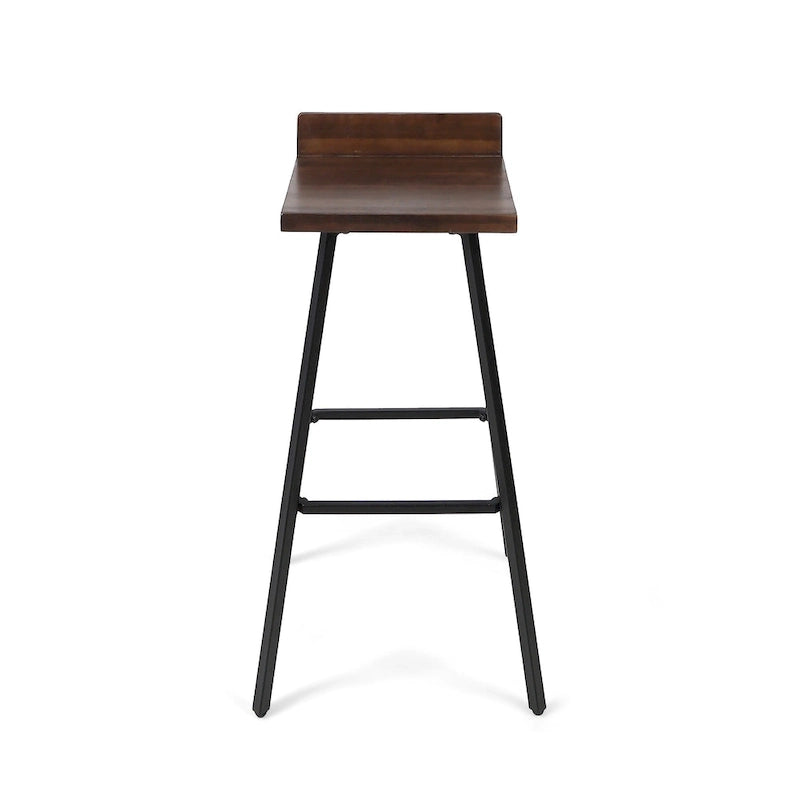 Tabourets de bar en bois d'acacia marron/gris, lot de 2, hauteur bar