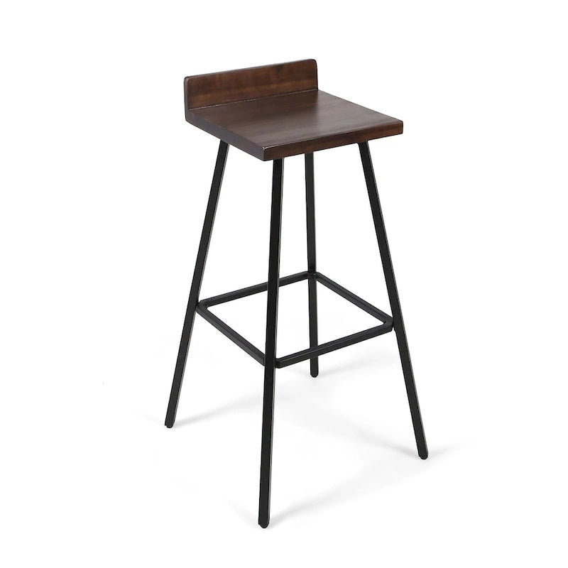 Tabourets de bar en bois d'acacia marron/gris, lot de 2, hauteur bar