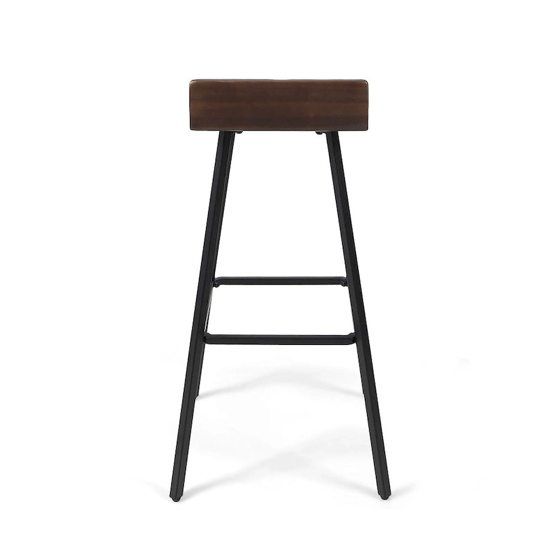 Tabourets de bar en bois d'acacia marron/gris, lot de 2, hauteur bar