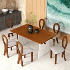 Ensemble table de salle à manger à tréteaux gris/marron pour 6 personnes, avec 6 chaises rembourrées