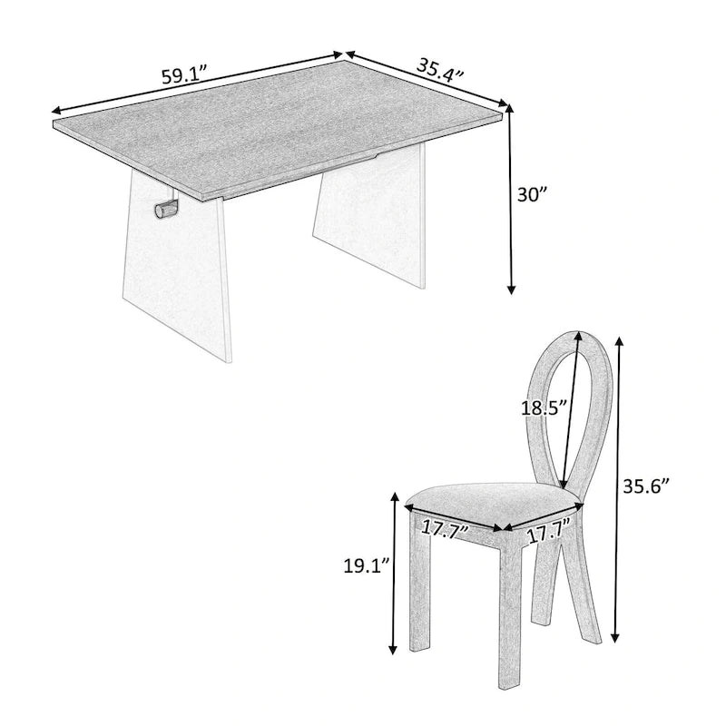 Ensemble table de salle à manger à tréteaux gris/marron pour 6 personnes, avec 6 chaises rembourrées