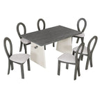 Ensemble table de salle à manger à tréteaux gris/marron pour 6 personnes, avec 6 chaises rembourrées