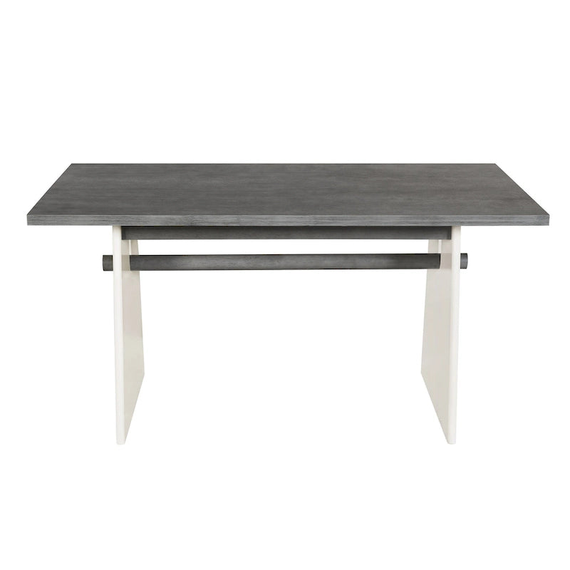 Ensemble table de salle à manger à tréteaux gris/marron pour 6 personnes, avec 6 chaises rembourrées