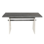 Ensemble table de salle à manger à tréteaux gris/marron pour 6 personnes, avec 6 chaises rembourrées
