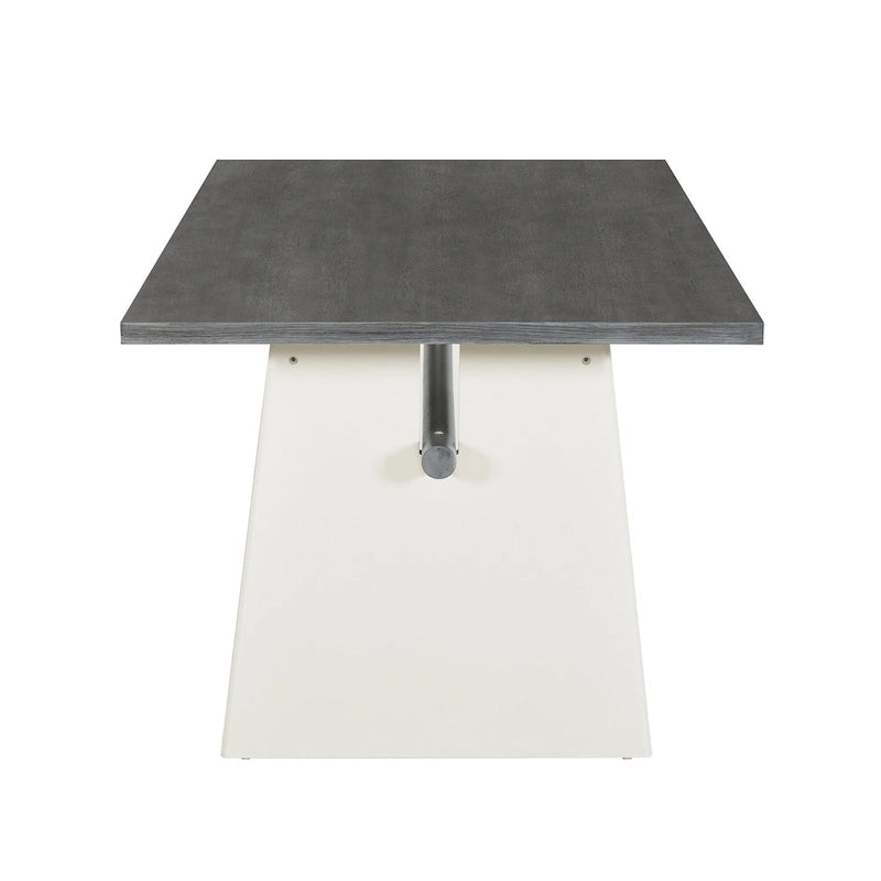 Ensemble table de salle à manger à tréteaux gris/marron pour 6 personnes, avec 6 chaises rembourrées