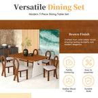 Ensemble table de salle à manger à tréteaux gris/marron pour 6 personnes, avec 6 chaises rembourrées