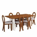 Ensemble table de salle à manger à tréteaux gris/marron pour 6 personnes, avec 6 chaises rembourrées