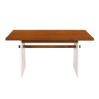 Ensemble table de salle à manger à tréteaux gris/marron pour 6 personnes, avec 6 chaises rembourrées