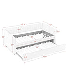 Lit de repos double en lin gris avec lit gigogne, rayures verticales, 2 couchages