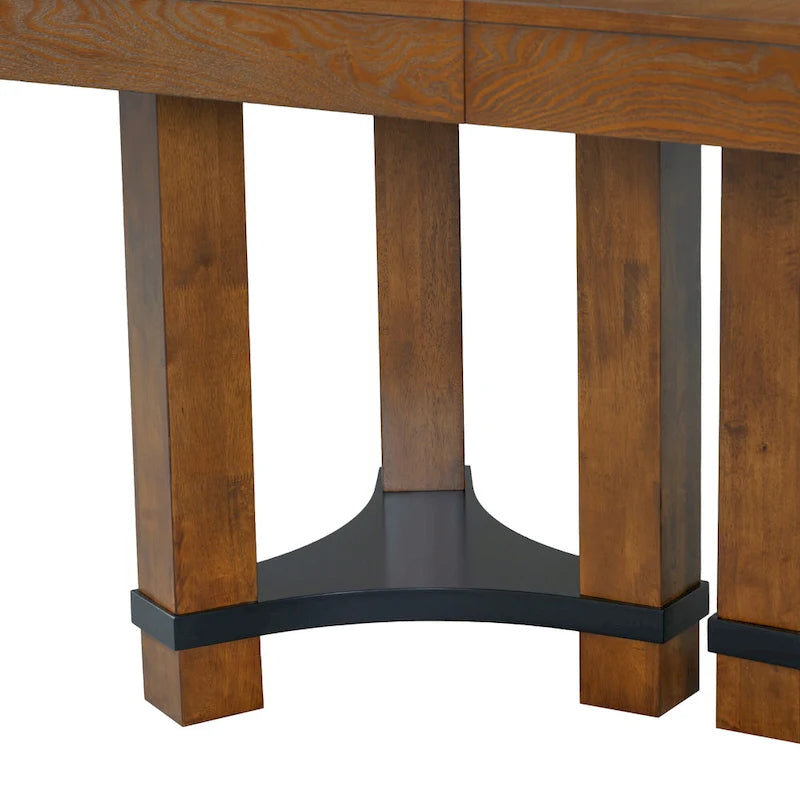 Ensemble de salle à manger extensible rustique marron/naturel, 7 pièces, 6 places