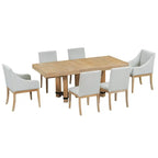 Ensemble de salle à manger extensible rustique marron/naturel, 7 pièces, 6 places