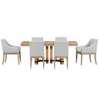Ensemble de salle à manger extensible rustique marron/naturel, 7 pièces, 6 places