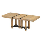 Ensemble de salle à manger extensible rustique marron/naturel, 7 pièces, 6 places