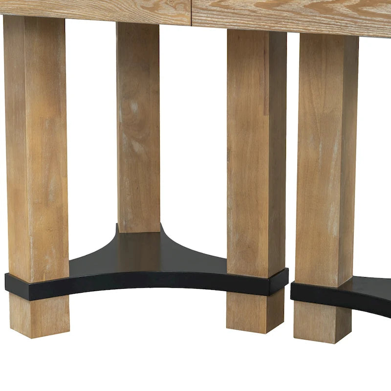 Ensemble de salle à manger extensible rustique marron/naturel, 7 pièces, 6 places