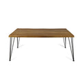 Table à manger rectangulaire en teck et métal rustique, 6 places