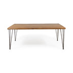 Table à manger rectangulaire en teck et métal rustique, 6 places