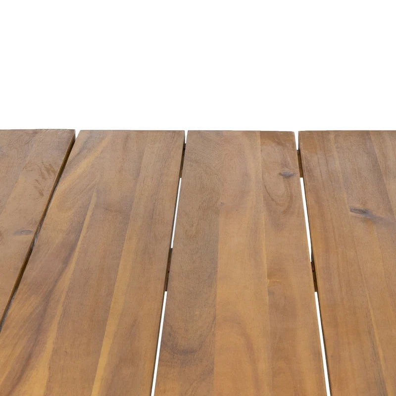 Table à manger rectangulaire en teck et métal rustique, 6 places