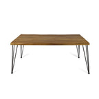 Table à manger rectangulaire en teck et métal rustique, 6 places