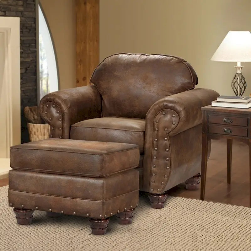 Pouf rectangulaire marron/sable, similicuir, une place
