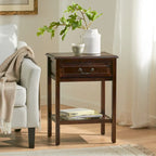 Table d'appoint à tiroir 1 personne Espresso / Blanc antique / Acajou