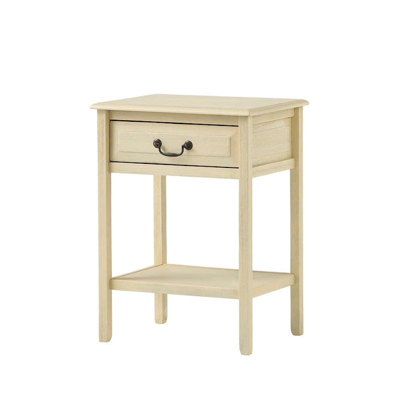 Table d'appoint à tiroir 1 personne Espresso / Blanc antique / Acajou