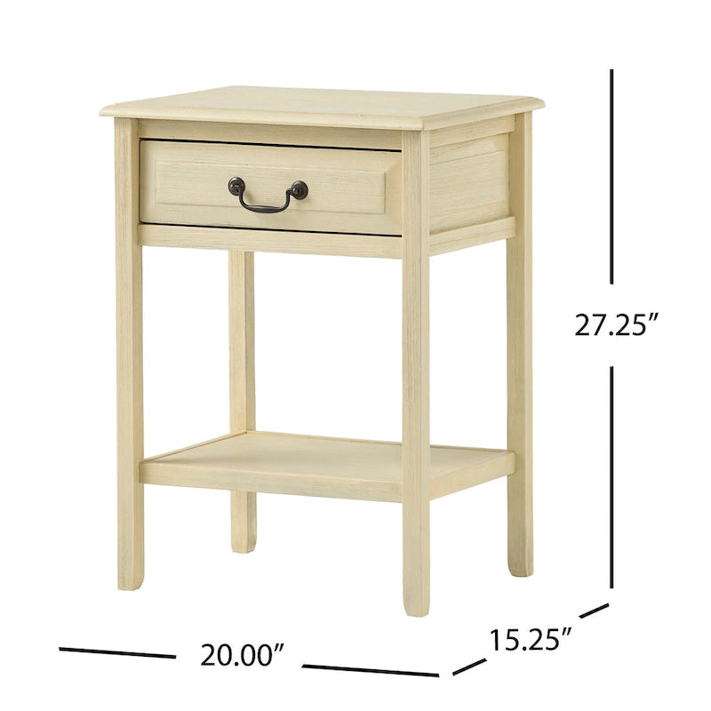 Table d'appoint à tiroir 1 personne Espresso / Blanc antique / Acajou