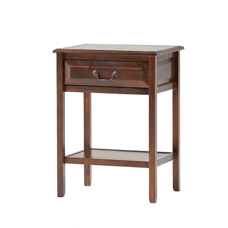 Table d'appoint à tiroir 1 personne Espresso / Blanc antique / Acajou