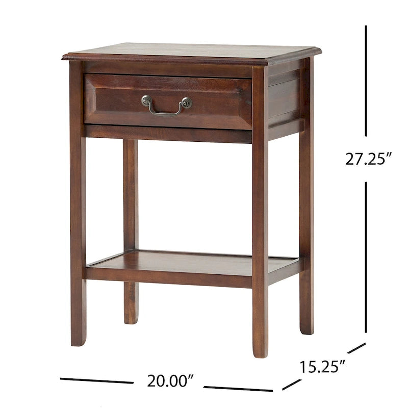 Table d'appoint à tiroir 1 personne Espresso / Blanc antique / Acajou