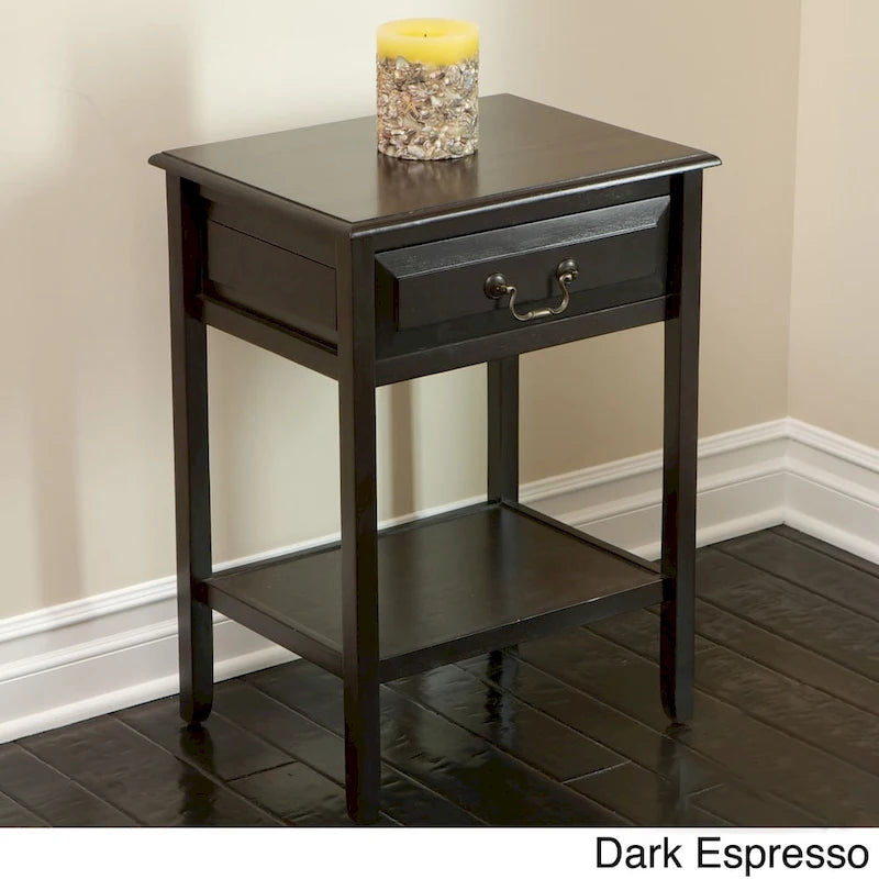 Table d'appoint à tiroir 1 personne Espresso / Blanc antique / Acajou