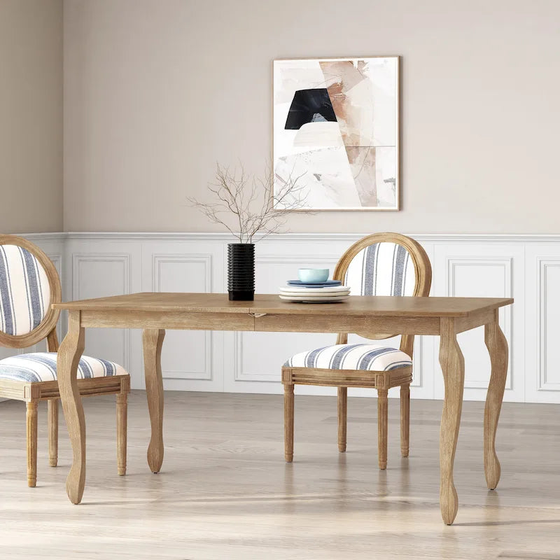 Table à manger extensible marron/gris naturel avec rallonge papillon, 6 à 8 places