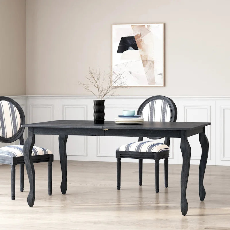 Table à manger extensible marron/gris naturel avec rallonge papillon, 6 à 8 places