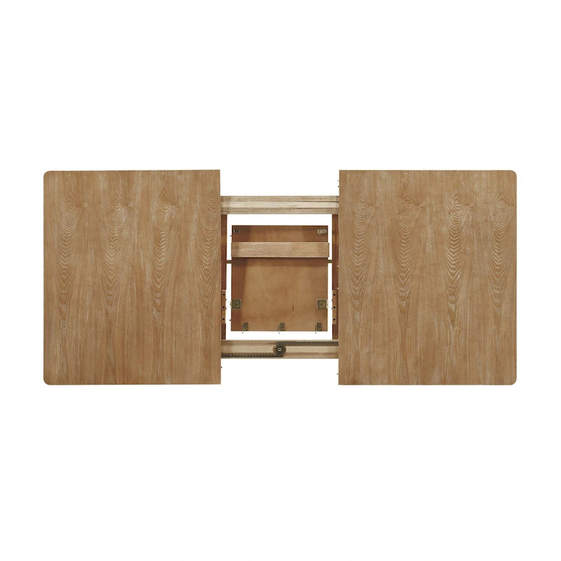 Table à manger extensible marron/gris naturel avec rallonge papillon, 6 à 8 places