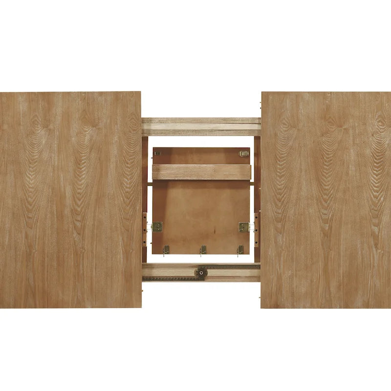 Table à manger extensible marron/gris naturel avec rallonge papillon, 6 à 8 places
