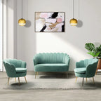 Ensemble salon 3 pièces en velours – 1 causeuse et 2 fauteuils, plusieurs coloris