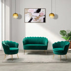 Ensemble salon 3 pièces en velours – 1 causeuse et 2 fauteuils, plusieurs coloris