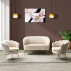 Ensemble salon 3 pièces en velours – 1 causeuse et 2 fauteuils, plusieurs coloris