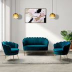 Ensemble salon 3 pièces en velours – 1 causeuse et 2 fauteuils, plusieurs coloris