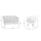 Ensemble salon 3 pièces en velours – 1 causeuse et 2 fauteuils, plusieurs coloris