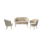 Ensemble salon 3 pièces en velours – 1 causeuse et 2 fauteuils, plusieurs coloris