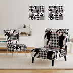 Fauteuil d'appoint en tissu pied-de-poule noir et blanc – 1 place