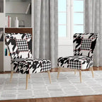 Fauteuil d'appoint en tissu pied-de-poule noir et blanc – 1 place