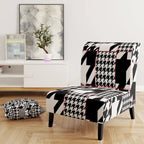 Fauteuil d'appoint en tissu pied-de-poule noir et blanc – 1 place